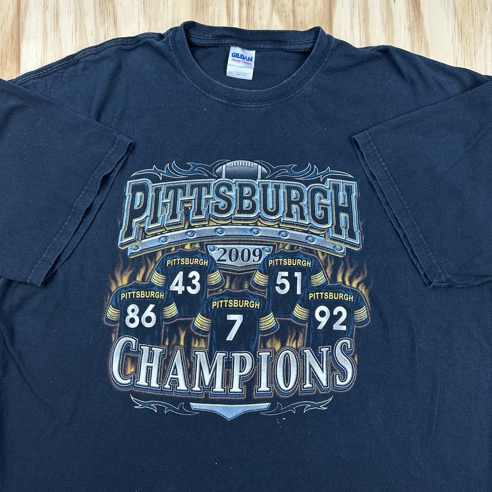 Y2K Pittsburgh Steelers 2009 Champions T Shirt Black Men's 2XL NFL Football